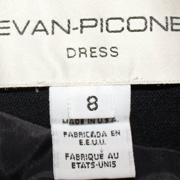 Evan-Picone Dress South Pacific BLACK Shell Animal Buttons Shift 8 VINTAGE - Picture 14 of 15